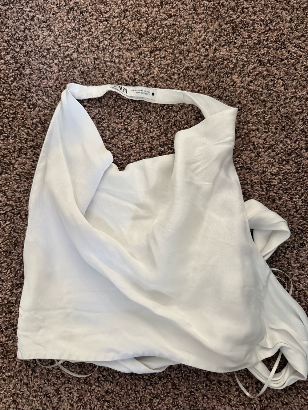 Zara White Draped Halter Camisole